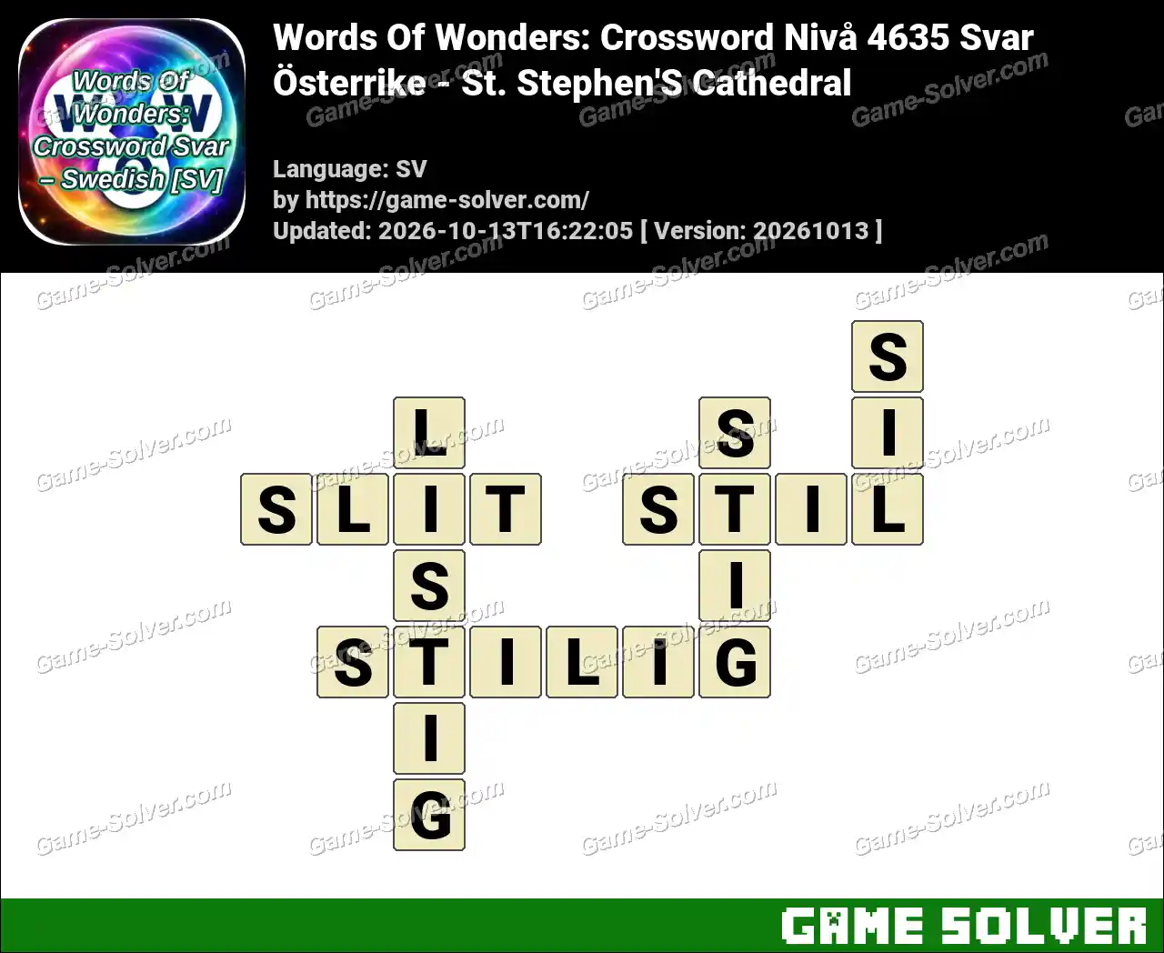 Words Of Wonders: Crossword Nivå 4635 Svar – Österrike – St. Stephen’S Cathedral